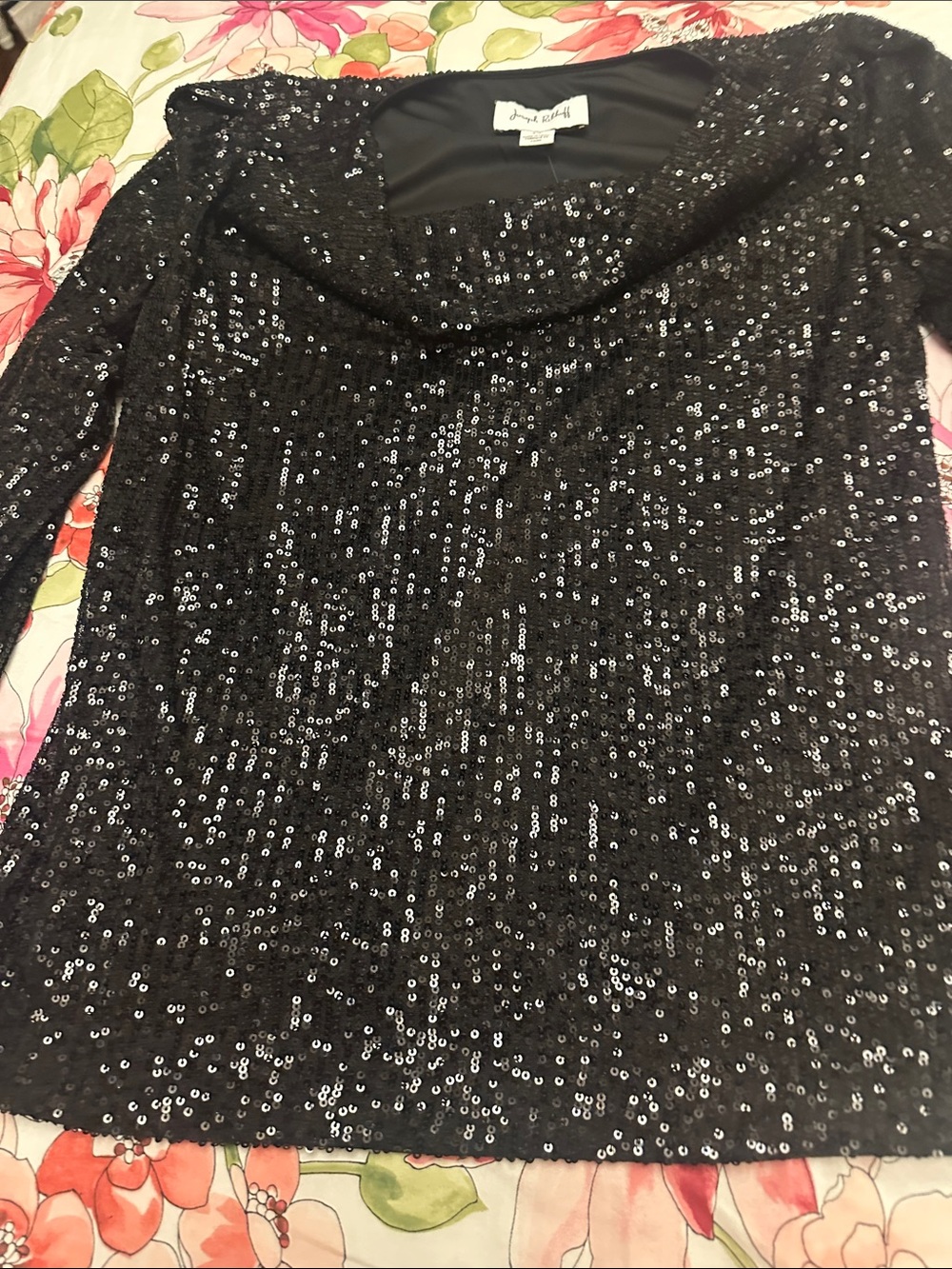 Joseph Ribkoff Black Sequin Tunic Top